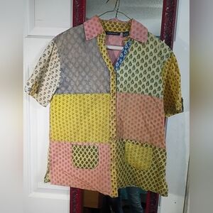 Boston Proper Multicolor Patterned Shirt